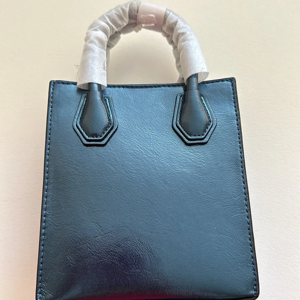 Michael Michael Kors XS Shopper Crossbody Bag Metallic Teal NWT 🔥 - Picture 4 of 11